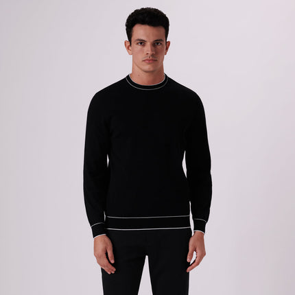  Bugatchi Solid Crew Neck Sweater, Black, New Without Tags, Size XL