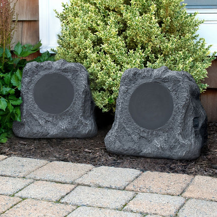 Innovative Technology Pair of Wireless Waterproof Rechargeable Bluetooth Outdoor Rock Speakers - New Open Box