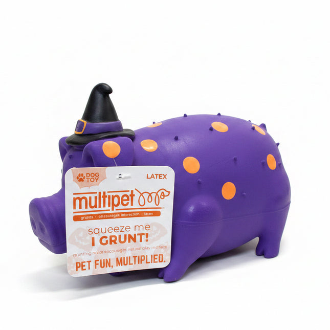 Multipet Pig Squeaky Oink Dog Toy - Purple