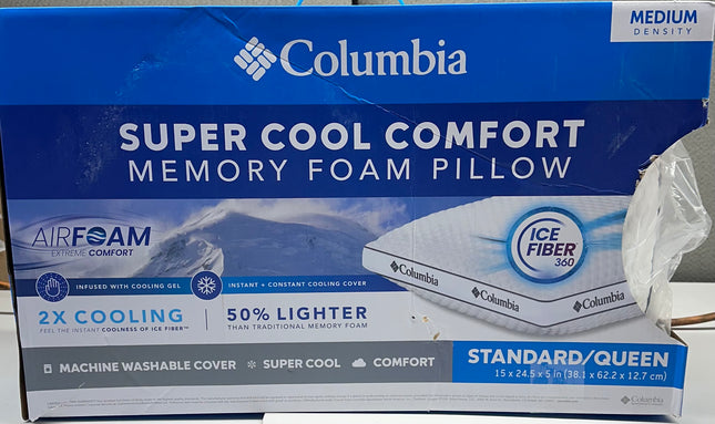 Columbia Super Cool Comfort Memory Foam Pillow (Open Box)