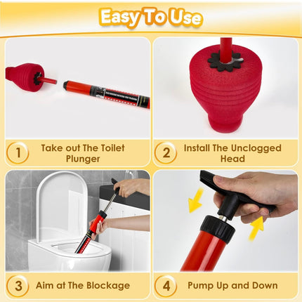 Toilet Plunger with High-Pressure Air Drain Blaster, Kismiger - New Open Box