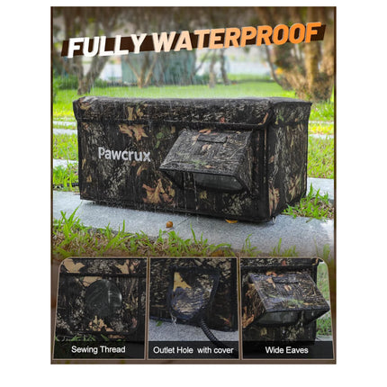 Heated Cat House for Outside with Dual Doors, Insulated Cat House Outdoor with Heating Pad, Weatherproof Heated Outdoor Cats Houses Weatherproof for Feral Cats (Leaf, 25.5" L x 16" W x 14" H)