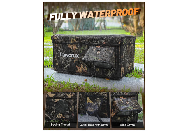 Heated Cat House for Outside with Dual Doors, Insulated Cat House Outdoor with Heating Pad, Weatherproof Heated Outdoor Cats Houses Weatherproof for Feral Cats (Leaf, 25.5" L x 16" W x 14" H)