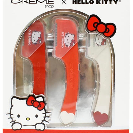 The Crème Shop | Hello Kitty | Prepped Up! Dermaplane & Sculpt Razors | Wide Range | Gently Exfoliate | Precision Grip | Set of 3 | Safety Covers Included! - Red (3PC)
