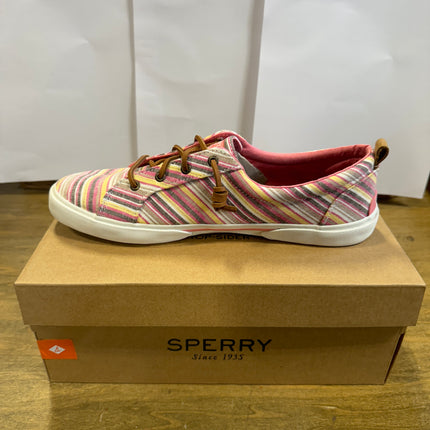 Sperry Women’s Pier Wave LTT Chambray Multicolor sneakers in size 12, showing one pair mixed colors