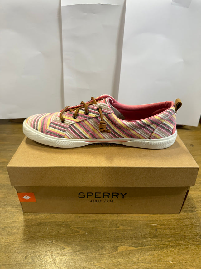 Sperry Women’s Pier Wave LTT Chambray Multicolor sneakers in size 12, showing one pair mixed colors