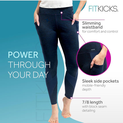 Fitkicks Crossovers Active Lifestyle Leggings, Navy - Size L