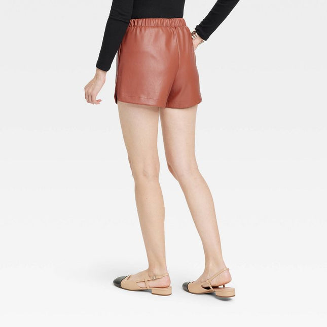 A New Day Women’s Brown Faux Leather Shorts, Size XL - New