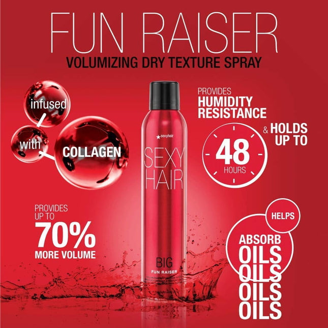 Sexy Hair Big Fun Raiser Volumizing Dry Texture Spray 8.5 oz New