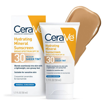 CeraVe Hydrating Mineral Tinted Face Sunscreen Lotion SPF 30 1.7 fl oz New