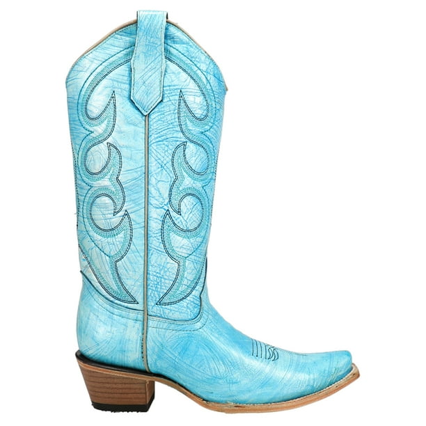 Circle G Sky Blue Embroidered Snip‑Toe Women's Boots Size 8.5 New