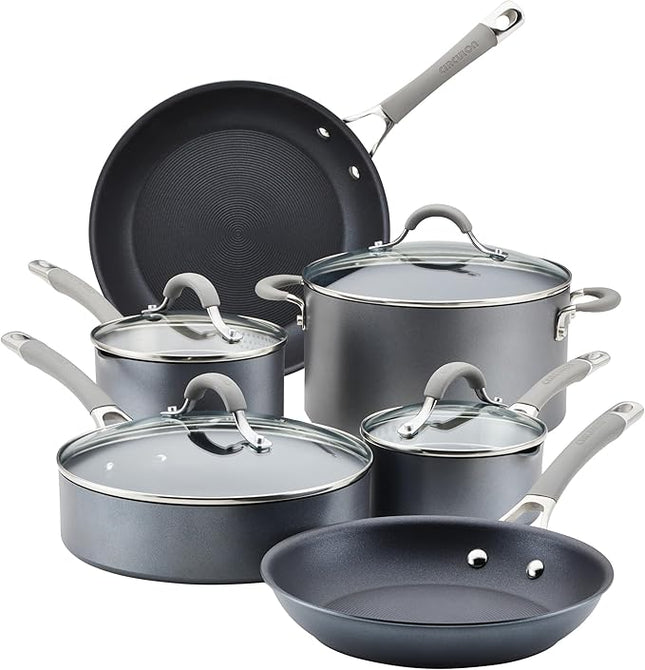 Circulon Elementum Hard Anodized 10-Piece Nonstick Cookware Set - Gray - Open Box