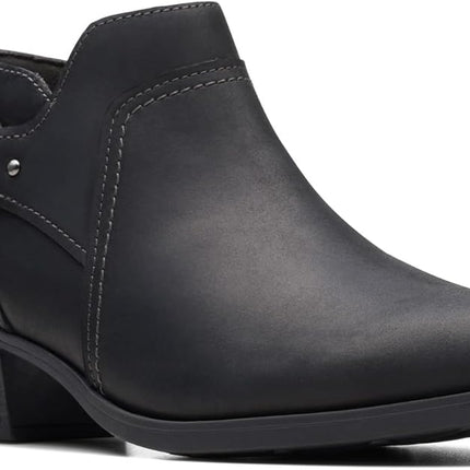 Clarks Women's Charlten Grace Ankle Boot - New - Black Oily Leather - Size 8

