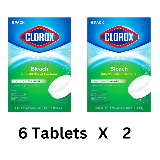 Clorox Ultra Clean Toilet Bowl Cleaner Tablets – 3.5 oz, 6-Count Pack of 2