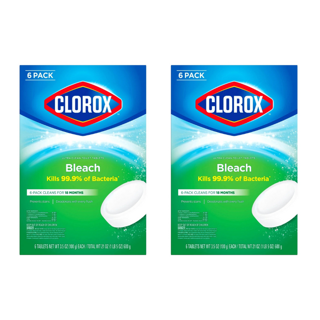 Clorox Ultra Clean Toilet Bowl Cleaner Tablets – 3.5 oz, 6-Count Pack of 2 – Automatic Bleach Cleaning – New