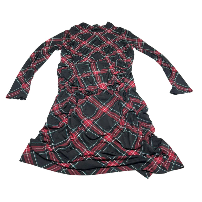 Clover and Sloane Black/Red Plaid Long Sleeve Dress Size 14 New
