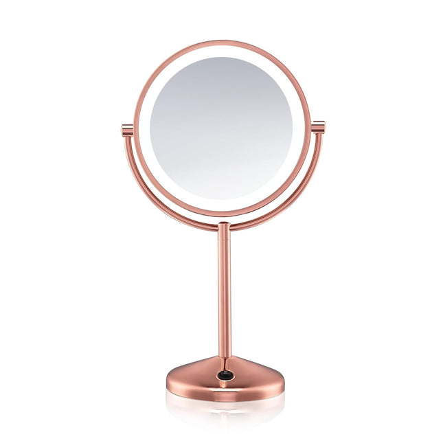 Conair Lighted Makeup Mirror, LED Vanity Mirror, 1X/10X Magnifying Mirror, Double Sided, Battery Operated - New - Rose Gold