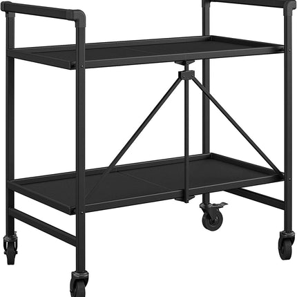 Cosco Outdoor Living Folding Serving Cart with Wheels & 2 Shelves Black 19.29"D x 32.99"W x 33.47"H New
