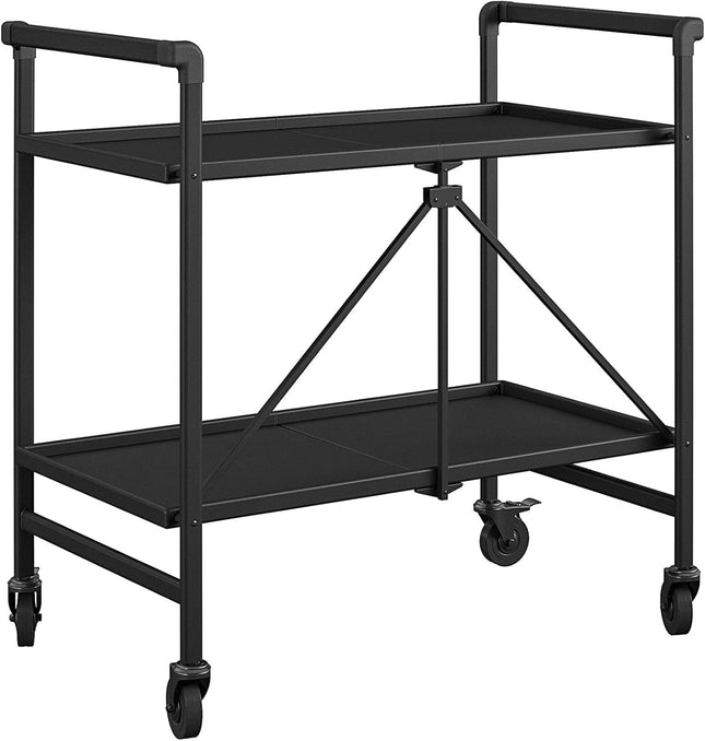 Cosco Outdoor Living Folding Serving Cart with Wheels & 2 Shelves Black 19.29"D x 32.99"W x 33.47"H New
