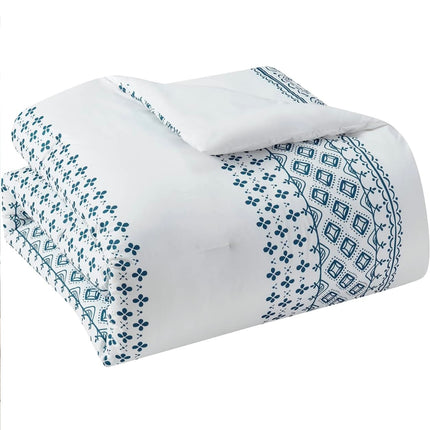 Bedsure Comforter Set - White Denim Collection, King, New Open Box