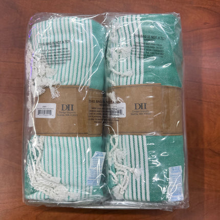 Turkish Inspired 100% Cotton Fouta Towel - 2 Pack Green