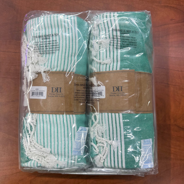 Turkish Inspired 100% Cotton Fouta Towel - 2 Pack Green