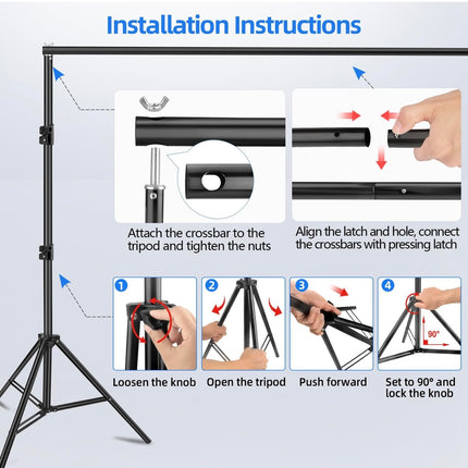 Hemmotop Adjustable Backdrop Stand, 10ft x 7.2ft, Open Box Looks New