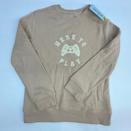 Cat & Jack Boys’ “Here to Play” Beige Gaming Sweatshirt, New