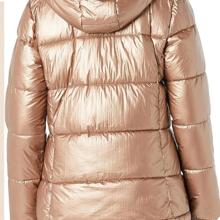 Women’s Heavyweight Long-Sleeve Hooded Puffer Coat - Amazon Essentials, Metallic Taupe, New-M