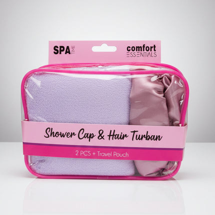 Spa Time Shower Cap & Hair Turban Set