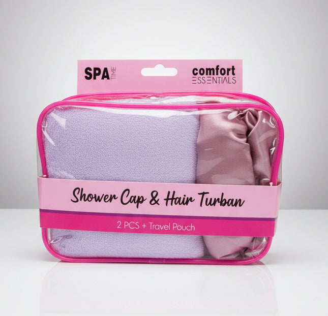 Spa Time Shower Cap & Hair Turban Set
