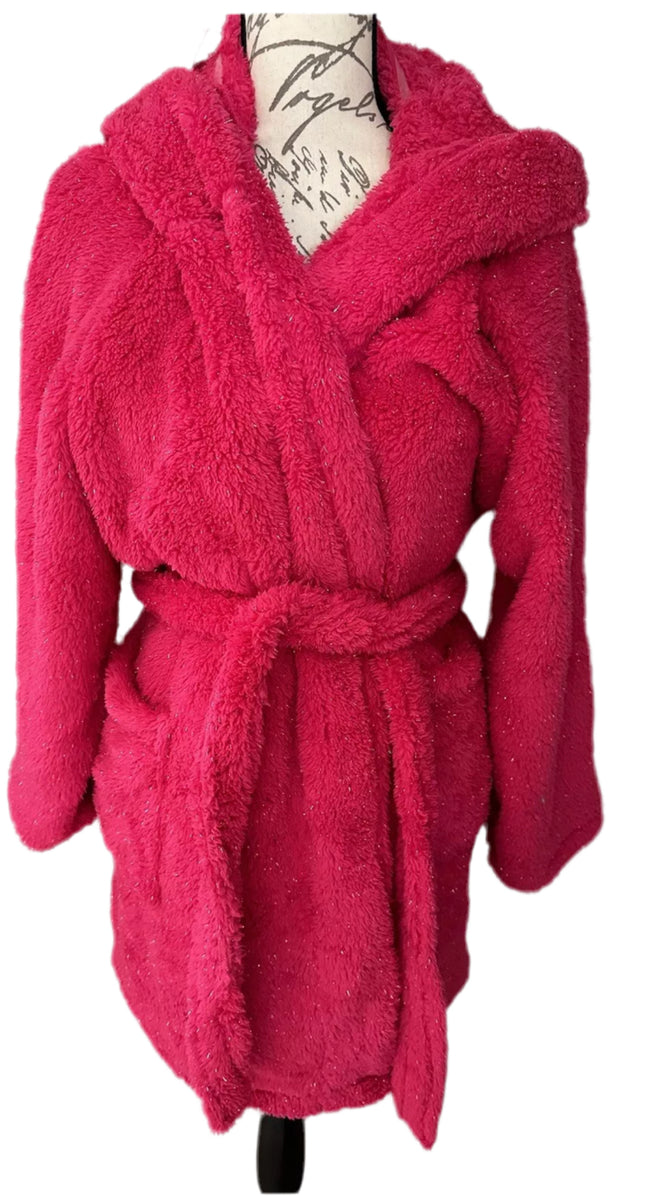 “Women’s Cozy Robe & Headband Set, vibrant pink, size M/L, new, Colsie”