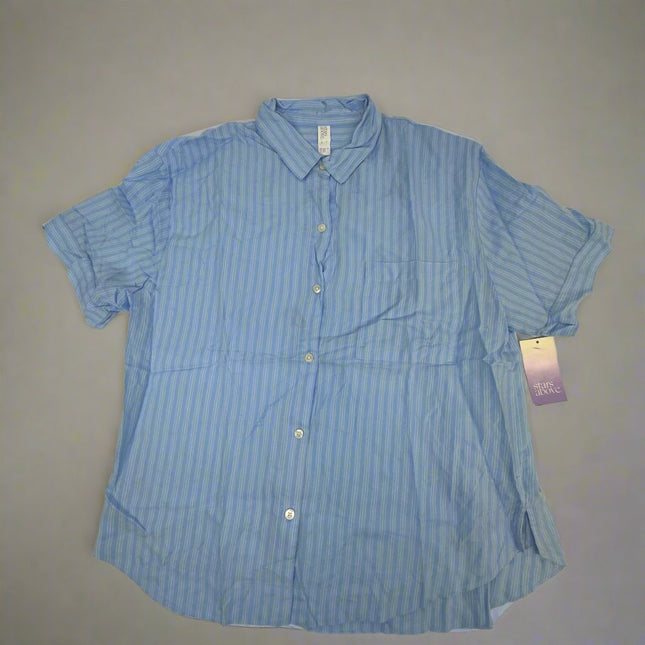 Stars Above Women’s Blue Striped Button-Down Shirt - New