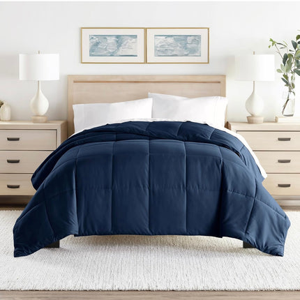 IENJOY HOME Full/Queen Down Fiber Comforter - Luxury Design, Navy, Open Box