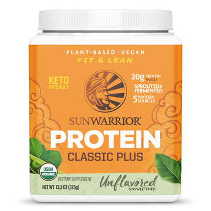 SunWarrior Protein Classic Plus container on a white background