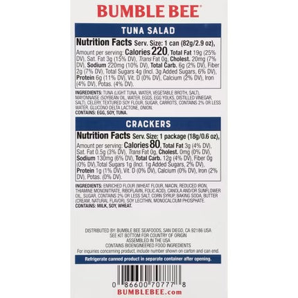 Bumble Bee Tuna Salad with Crackers Snack Kit - 3.5oz - EXP. 04/2027