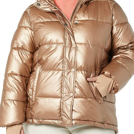 Women’s Heavyweight Long-Sleeve Hooded Puffer Coat - Amazon Essentials, Metallic Taupe, New-M