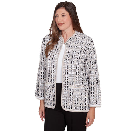 Alfred Dunner Romancing The Stone Lightweight Womens Cropped Jacket, Size S,M,XL