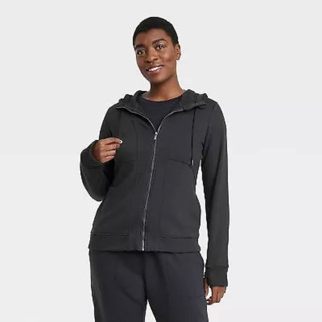 All In Motion Core Fleece Full Zip Hoodie, Black, Size S, New