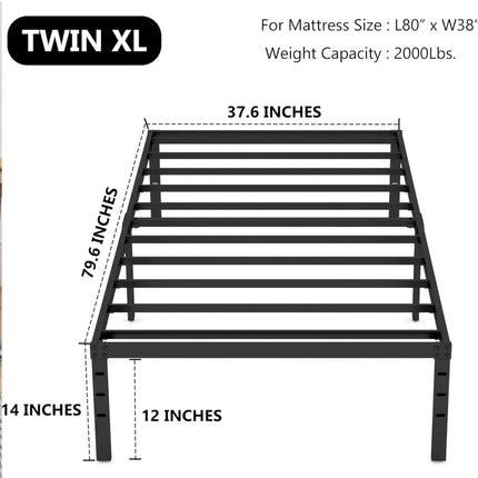 14 Inch Metal Twin XL Bed Frame - New Open Box