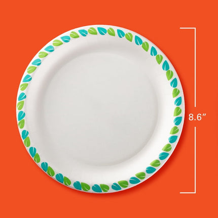 Hefty Compostable Paper Plates, Disposable Plates, 8.6 inches, 20 Count
