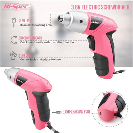 Hi-Spec 3.6V Electric Screwdriver Set - New