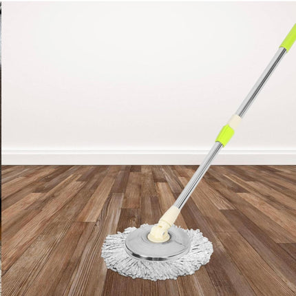 Alipis Stainless Steel Spinning Mop Pole Handle with Microfiber Replacement Head for Floor Mop - New Open Box