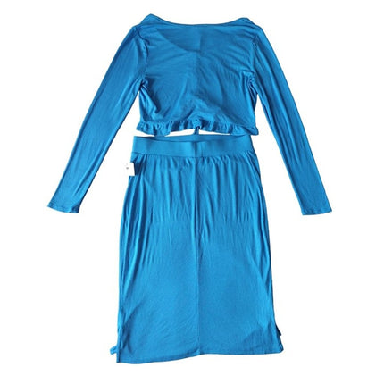 Cropped Ruffle Maternity Coordinate Set - Isabel Maternity New, Size XS-XXL Bright Blue Lounge Wear