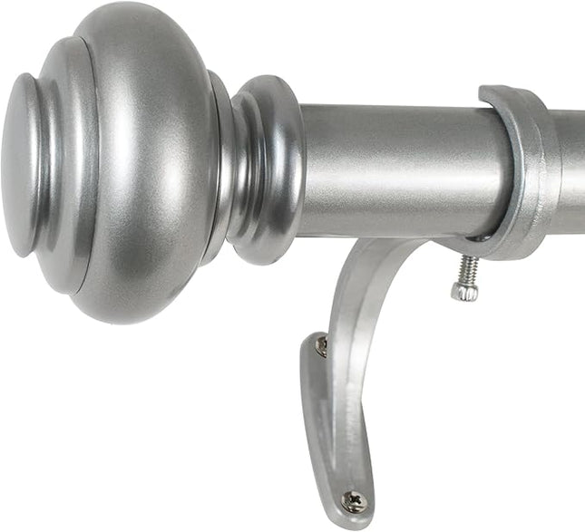 Decopolitan 1-Inch Urn Single Window Treatment Rod Set, 72-144 Inch - Antique Silver (Open Box)
