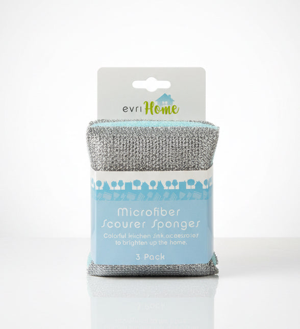 Microfiber Scourer Sponges - Aqua & Ink - 3 Pack