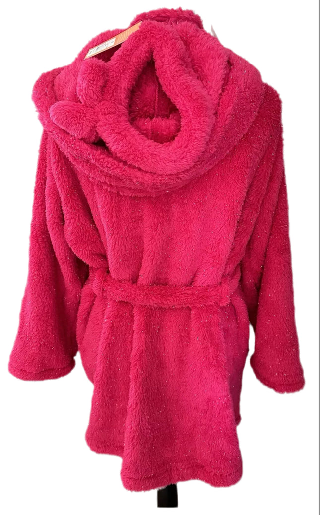 “Women’s Cozy Robe & Headband Set, vibrant pink, size M/L, new, Colsie”