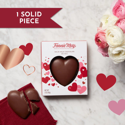 Fannie May Premium Solid Milk Chocolate Heart - 3 Oz Exp. 9/16/2026