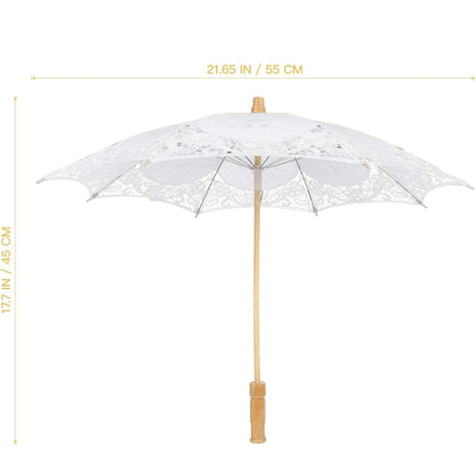 Toyvian 2 Pcs 12 Inch Lace Parasol Umbrella - Wedding Umbrella for Bride, Wedding Gift, Photo Props, Kids Gift, White & Beige - Open Box