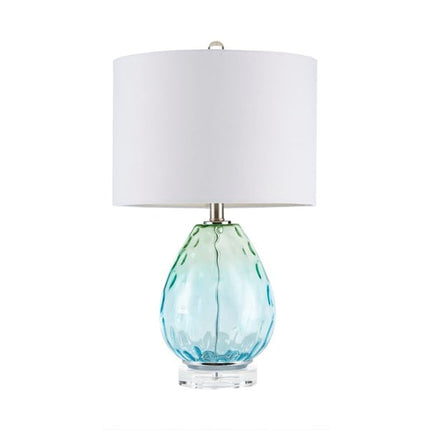 Urban Habitat Glass Table Lamp with White Drum Shade - New Open Box, 24.25” Tall, Open Box